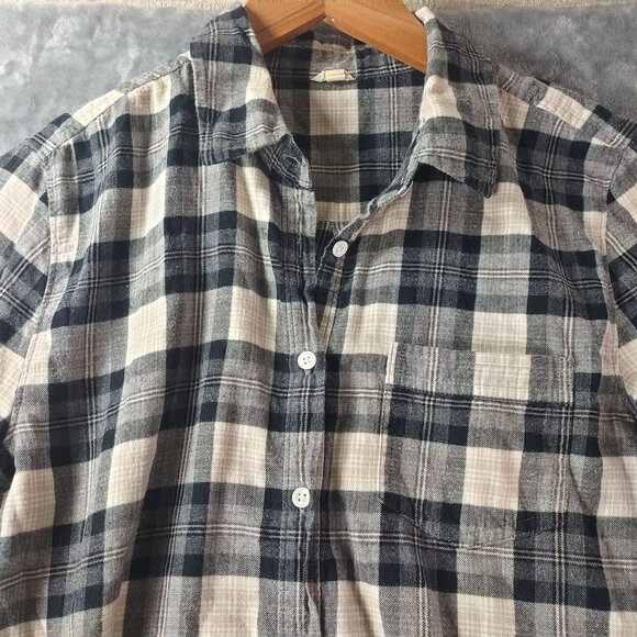 J‎ Crew Womens Plaid Popover Tunic Shirt XS Black Beige Cotton Style 50280 Fall - Picture 3 of 9